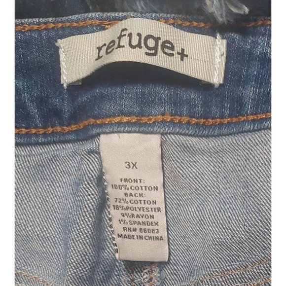 Women Plus Mini Bluejean Distressed Skirt Refuge+ - Picture 3 of 6